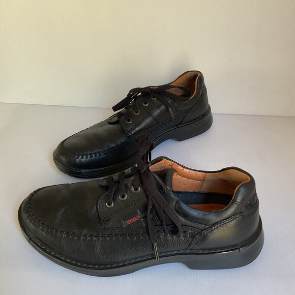 Ecco Men’s Black Leather Lace-Up Comfort Shoes EU 43 (US 9.5–10) - Picture 1 of 6